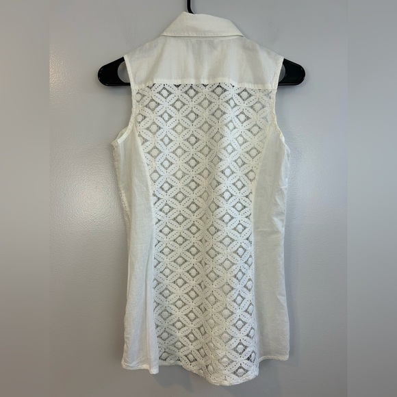 CAbi White Crochet Lace Button Down Sheer Lace Blouse Size XS - Picture 7 of 9